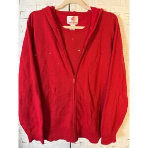 Quacker factory women’s cardigan sweater set red sequins sparkle plus size